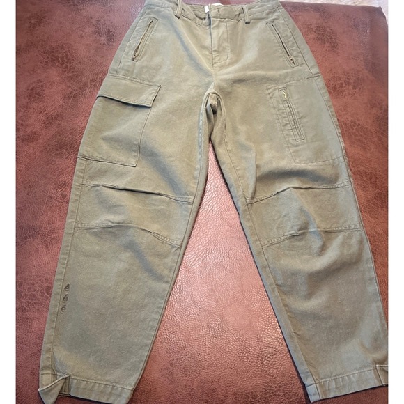 Etica Pants - Etica Ren Olive Green Cargo Pants Women Size 25 Cotton Utility‎ Zipper Pockets